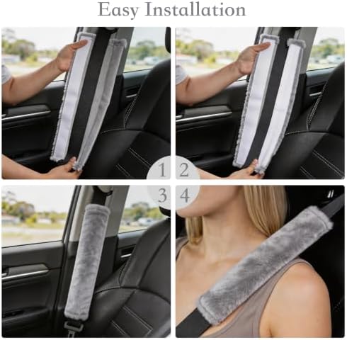 Amooca 2-Pack Soft Furry Universal Seatbelt Cover Car Shoulder Pad - Image 4