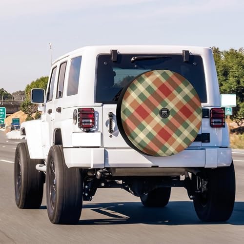 Red Green Checkered Pattern Spare Tire Cover - Image 2