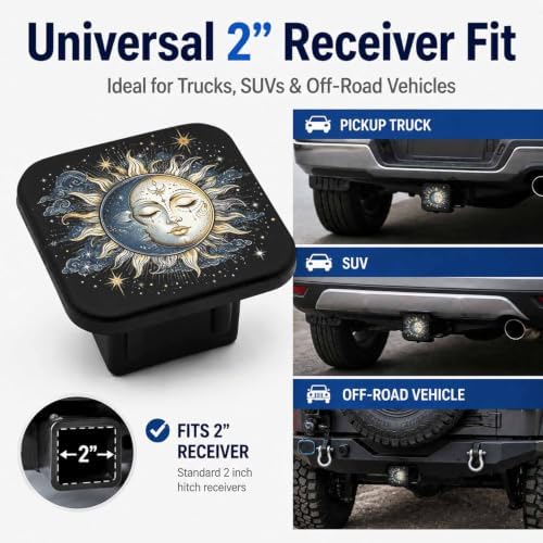 Vintage Sun and Moon Hitch Cover Receiver Tube Hitch Plug, Tool-Free Install - Image 4