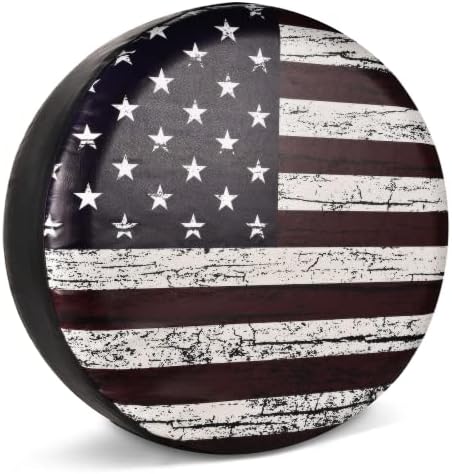 USA Flag Spare Tire Cover Waterproof PVC Leather by JaykeJoy