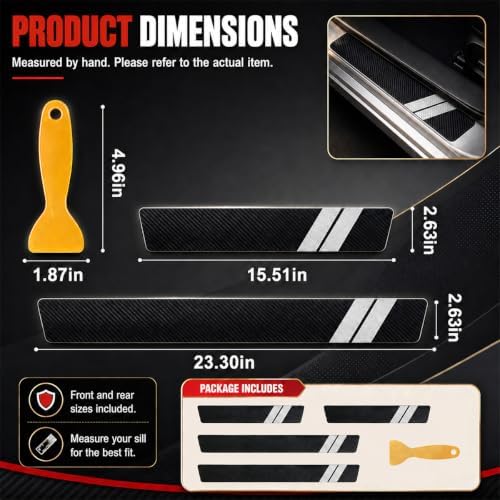 4PCS Car Door Entry Guard Sticker, Car Door Sill Protector - Image 2
