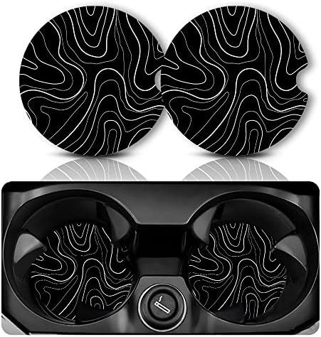 Yonlevres Car Coasters for Cup Holders, 2 Pack, Topographic by Yonlevres