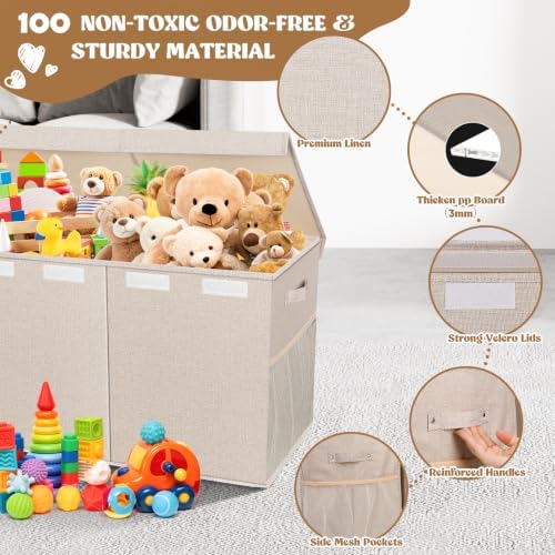 Extra Large Toy Box with Lids, Collapsible Storage Bin - Image 4