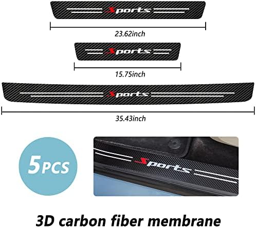 5PCS Car Door Sill Protector, Carbon Fiber Sport Threshold/Rear Bumper Guard - Image 2