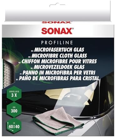SONAX Glass Cleaning Microfiber Cloths | Lint-Free Waffle Weave Towels by SONAX