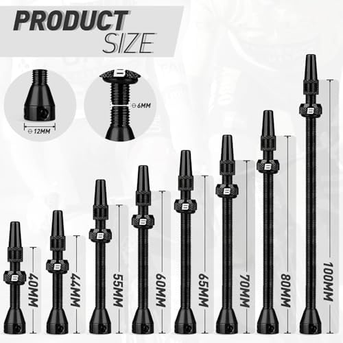 BWSHLF Tubeless Presta Valve Stem 40/44/55/60/65/80/100 mm, Super Light Alloy - Image 2