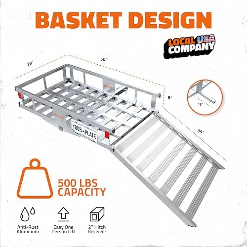 Mockins 50"x29"x8" Durable Aluminum Trailer Hitch Cargo Carrier - Image 2