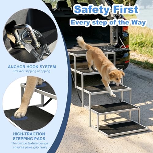 Dog Steps for Car & SUV – 5-Step Foldable Pet Stairs for Large Dogs, Non-Slip - Image 3