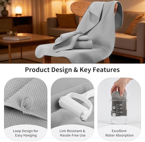 MICROFI Waffle Weave Bath Towel Set, Microfiber, 4 Pieces, Quick Dry, - Image 5