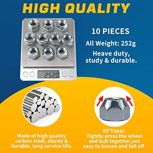 10pcs 1/2''-20 Trailer Lug Nuts Galvanized - Image 5