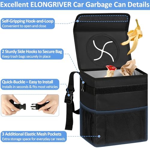ELONGRIVER Leak Proof Car Trash Can - Image 4