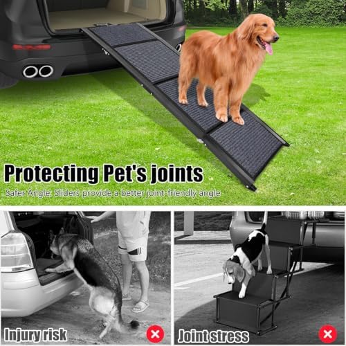 GaliGali Dog Ramp for Car Portable Folding Pet Stair 62" Long & 17.3" Wide - Image 3