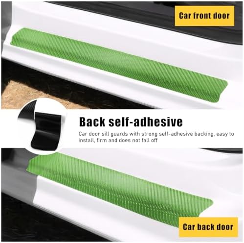 Ohleats 4 PCS Car Door Sill Protectors, Anti Scratch Carbon Fiber Auto - Image 3