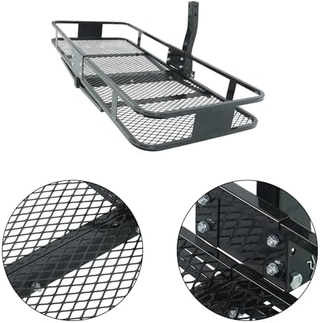 60" x 24" x 6" Black Steel Folding Rear Luggage Rack Basket Hitch Mount Cargo - Image 7
