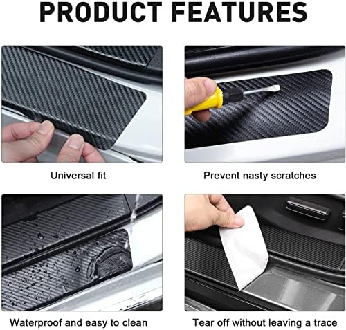 4Pcs Carbon Fiber Car Door Sill Plate Protectors Stickers - Image 3