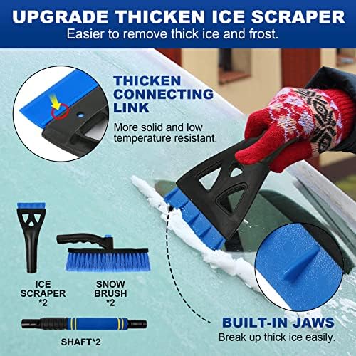 BFONS 2PCS Ice Scrapers for Car Windshield, 2-in-1 Snow Scraper and Snow Brush - Image 2