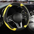 Black Yellow Microfiber Leather Steering Wheel Cover 14 inch by Binsheo