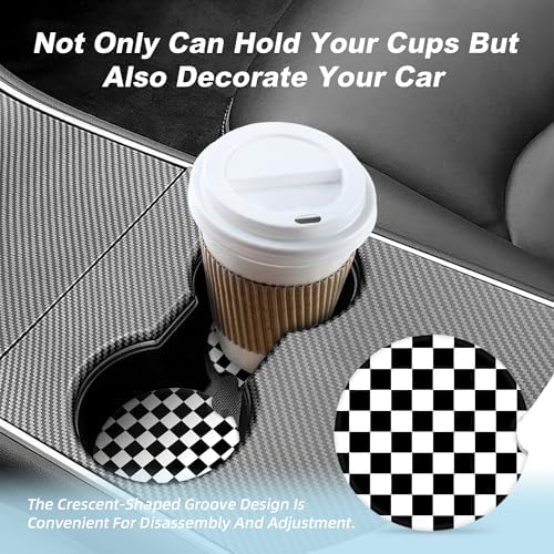 Black White Checkered Car Coasters - Image 7