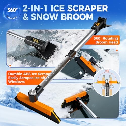 COMOWARE Telescoping 2-in-1 Snow Broom & Ice Scraper - Image 4