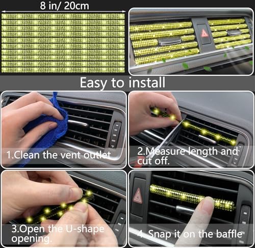 NBTEPEM 27 PCs Yellow Bling Car Accessories Set - Image 7