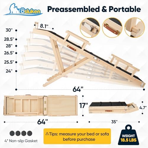 Dog Ramp for Bed with Rails, Dog Ramps for High Beds with Safety Side Railng - Image 6