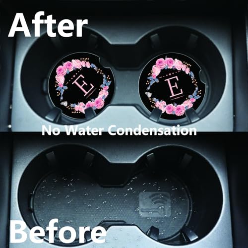 2pcs Letter E Car Coasters, Absorbent Universal neoprener Cup Holder Coasters - Image 5