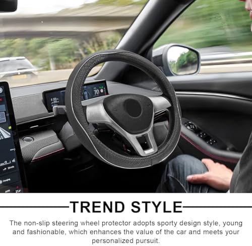 Car Steering Wheel Cover, 15 Inch Anti-Slip Breathable Leather Auto Steering - Image 5