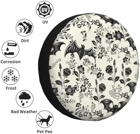 Bat Flower Spare Tire Cover Waterproof Wheel Cover 15 Inch Universal Fit - Image 6
