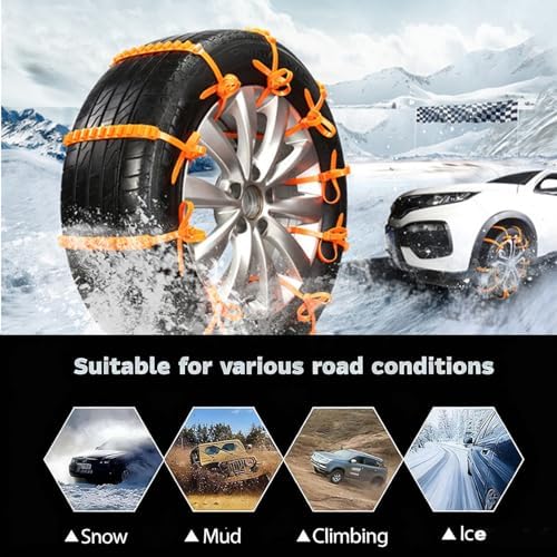 Universal Reusable Anti-Skid Nylon Tire Chains, 10/20/50Pcs Adjustable Portable - Image 4