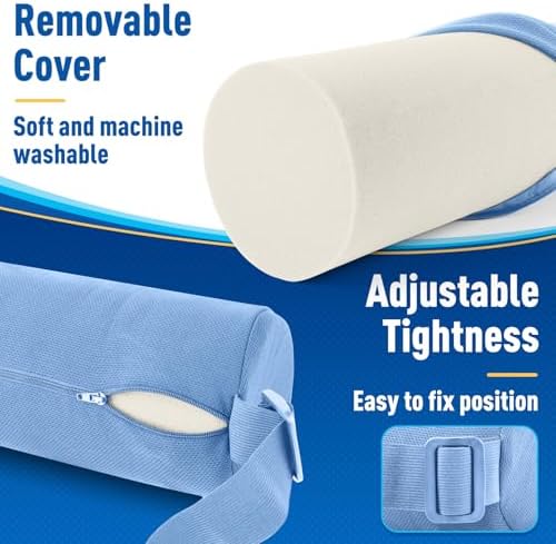 CushZone Memory Foam Lumbar Roll Support Pillow, Large Light Blue - Image 4
