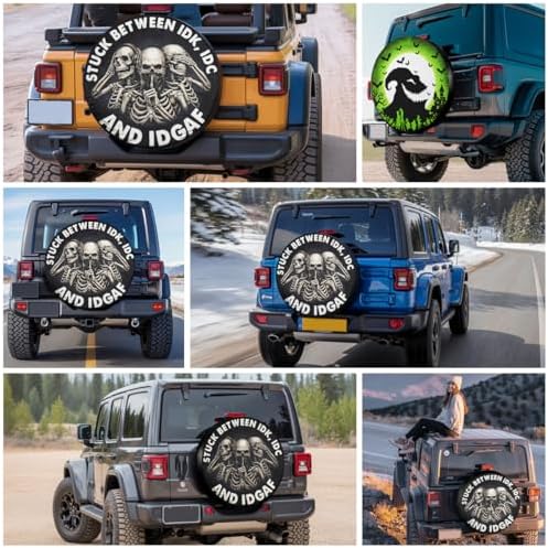 GENANY Skull Scary Art Halloween PVC Leather Spare Tire Cover Size 15 - Image 7