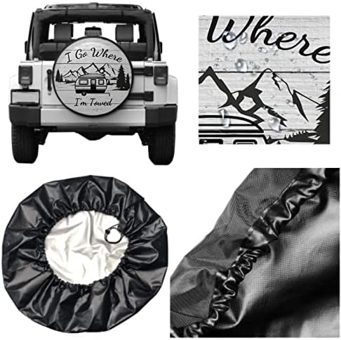 I Go Where I'm Towed Spare Tire Cover Waterproof Dust-Proof 15 Inch - Image 4