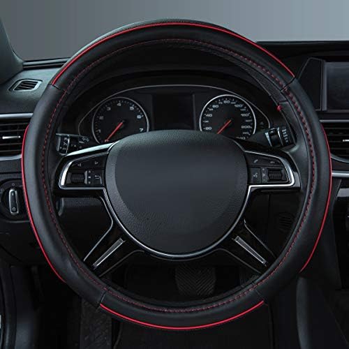 Car Pass Colour Piping Leather Steering Wheel Cover, Perfectly fit - Image 3