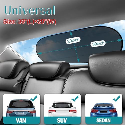 IC ICLOVER Car Sun Shade for Back Window, Rear Window Shade, Static Cling - Image 2