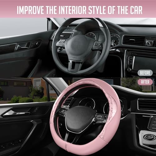 PIC AUTO Steering Wheel Cover, Universal Fit 14.5"–15.5" D-Shape Steering Cover - Image 6