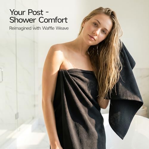 REDKISS 100% Cotton Waffle Weave Bath Towels 4 Piece - Image 4