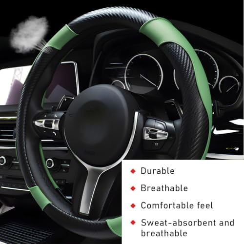 povtii Car Steering Wheel Cover, 15 Inch Leather Breathable Auto Steering Wheel - Image 4