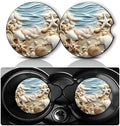 2Pack Beach Shell Car Cup Holder Coaster Neoprene Car Coasters by YGQZYYQ