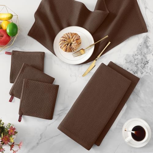 Kitinjoy 100% Cotton Waffle 4-Pack Kitchen Towels - Image 3