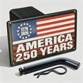 Steel Hitch Cover, Patented Riveted Aluminum Flag, Car Wash Safe by TrkWyze