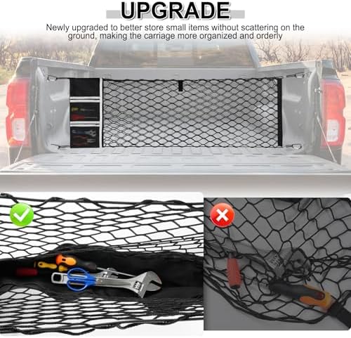 Amiss Truck Bed Cargo Net with Side Organizer, Compatible with Toyota 4Runner - Image 2