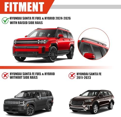 Roof Rack Cross Bars for 2024-2026 Santa Fe Fuel & Hybrid 396lbs - Image 3