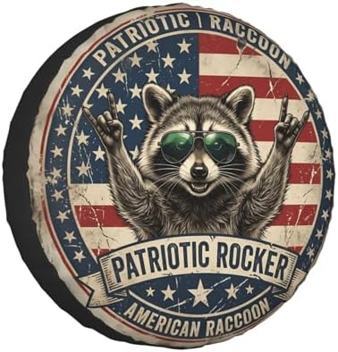 Patriotic Rocker American Raccoon Spare Tire Cover by FATTTYCY