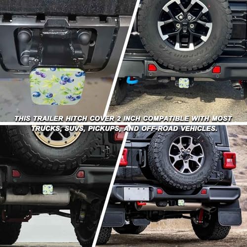 Blue Berry Watercolor Tow Hitch Covers Heavy Duty Rubber Trailer Hitch Cover 2" - Image 5