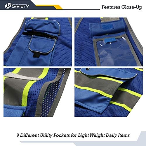 JKSafety Safety Vest for Men Women Reflective Hi Vis JK100 Blue 3XL - Image 2