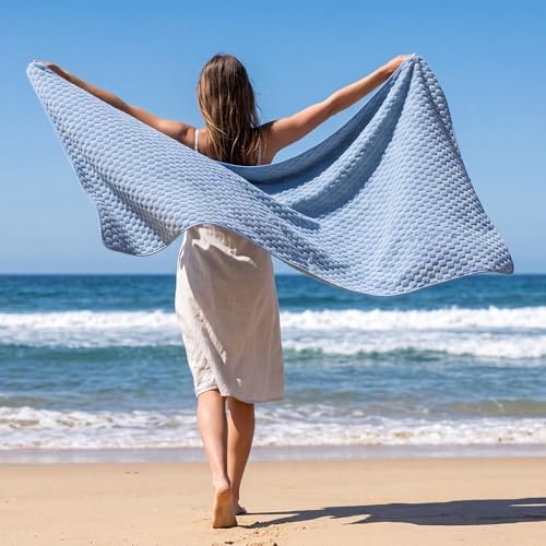 REDKISS 4 Pack Gray Blue Bath Towels - Image 6