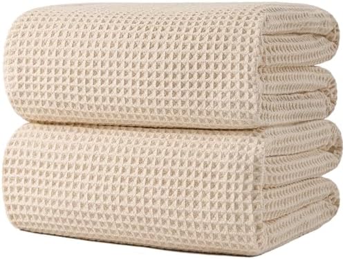 POLYTE 430 GSM Poly Blend Microfiber Waffle Bath Sheet XL Set, 35x70 in by Polyte