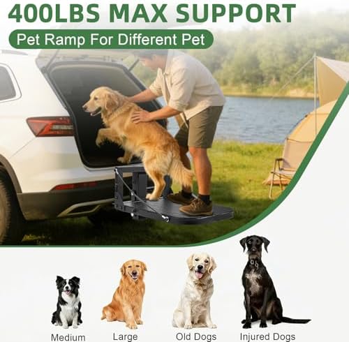 Pindex Folding Dog Ramp 2" Hitch Receiver Step Dog Stairs - Image 4