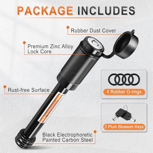 JUSTTOP Trailer Hitch Receiver Pin Lock, 5/8" Dia 3-1/2" Long Pin Trailer Lock - Image 3