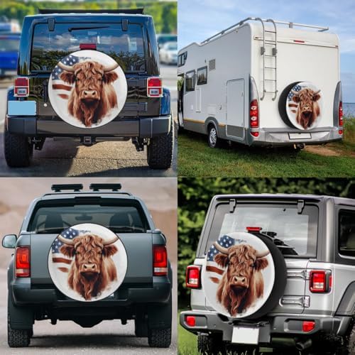 Spare Tire Cover for RV Trailer, American Highland Cow Tire Covers Universal - Image 7